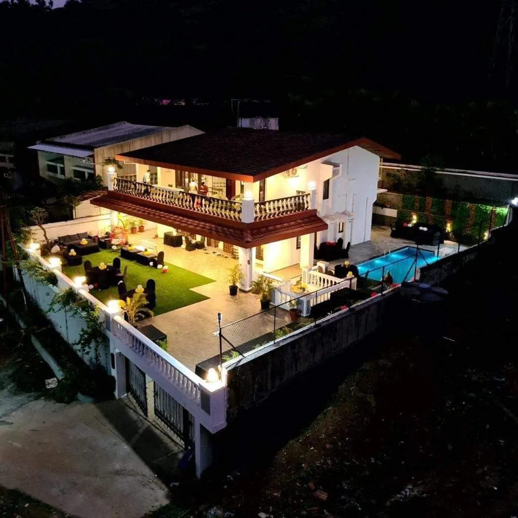 Aerial view of the property after dark — Carpe Diem, Lonavala