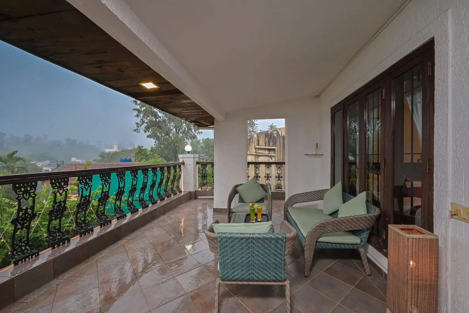 Upper balcony looking over the hills — Carpe Diem, Lonavala