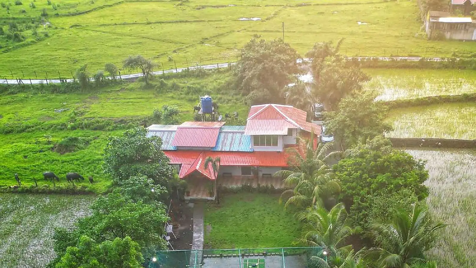 Farmhouse-style villa exterior in Karjat near Mumbai
