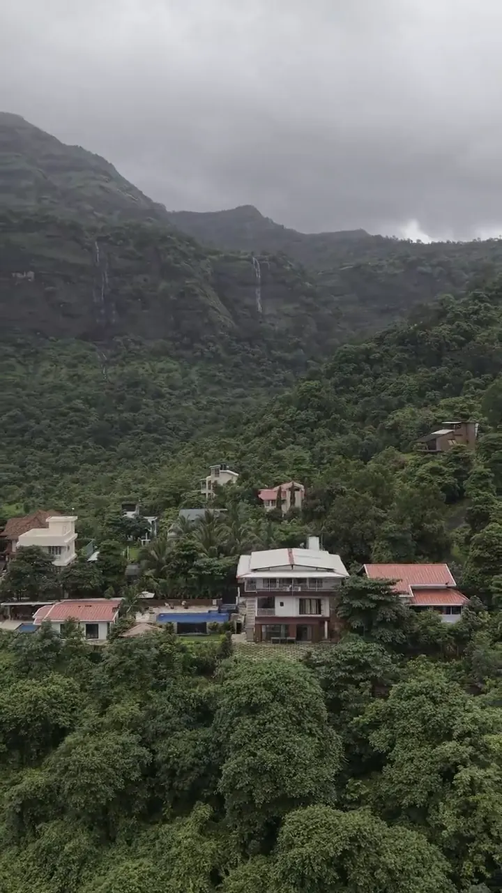 The property from the air — Misty Cascades, Karjat